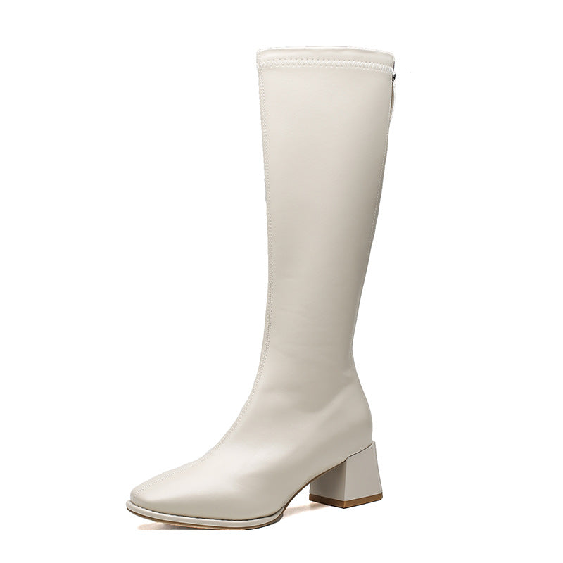 Biker Slimming Chunky High Rear Side Chain Boots