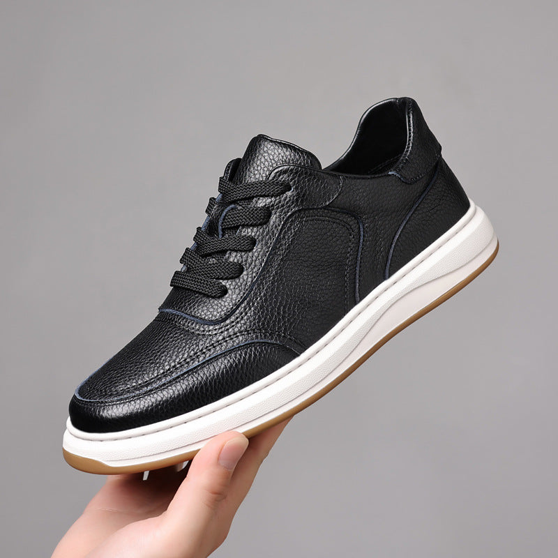 Men's First Layer Cowhide Genuine Breathable Section White Men's Casual Shoes