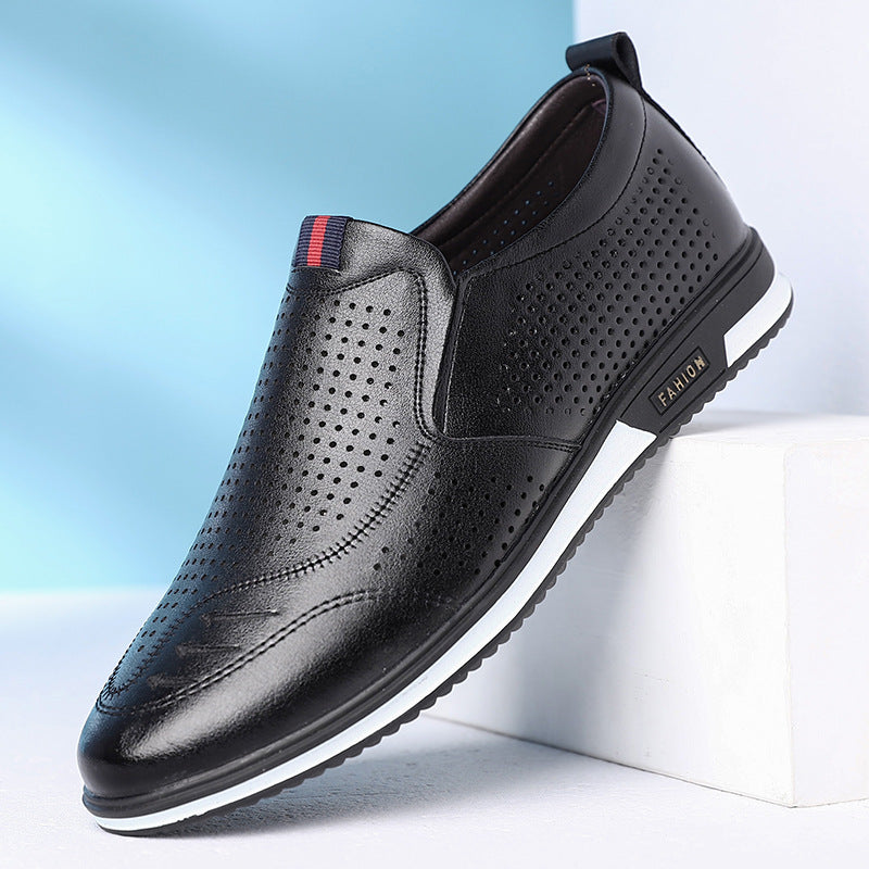 Men's Summer Soft Bottom Business Hollow Slip-on Leather Shoes