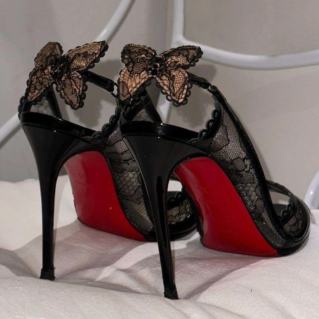Women's Lace Red High Stiletto Hollow Sexy Heels