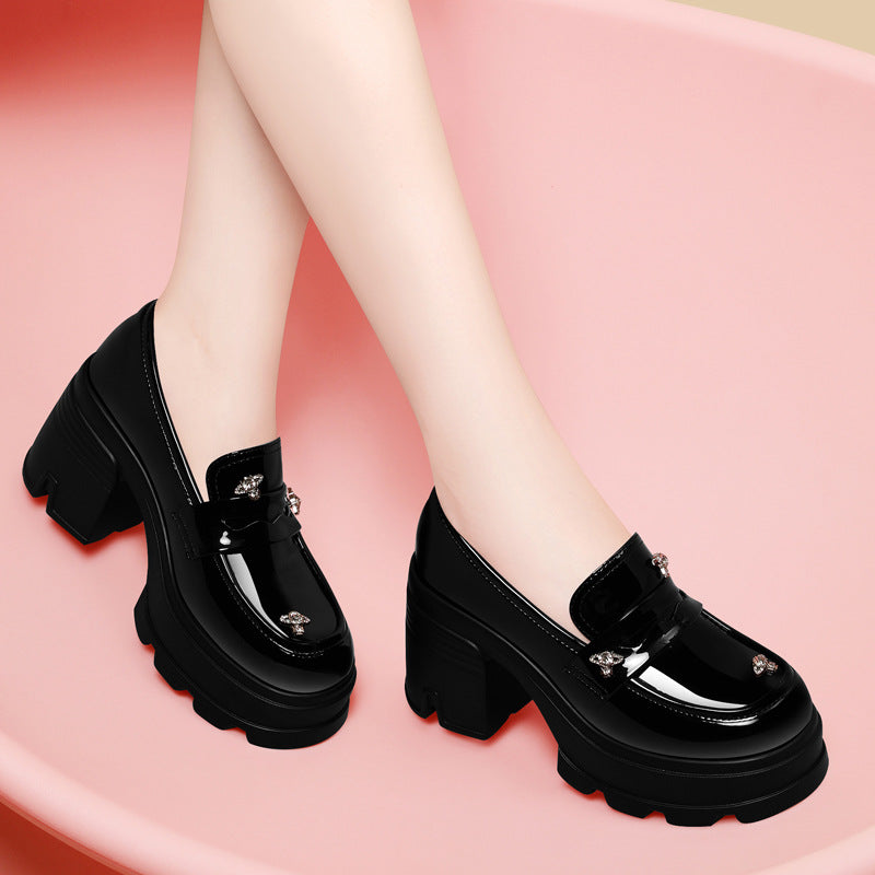 Women's British Style Small Muffin Height Increasing Loafers