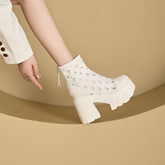 Mesh Muffin Bottom Little Princess Skinny Heels