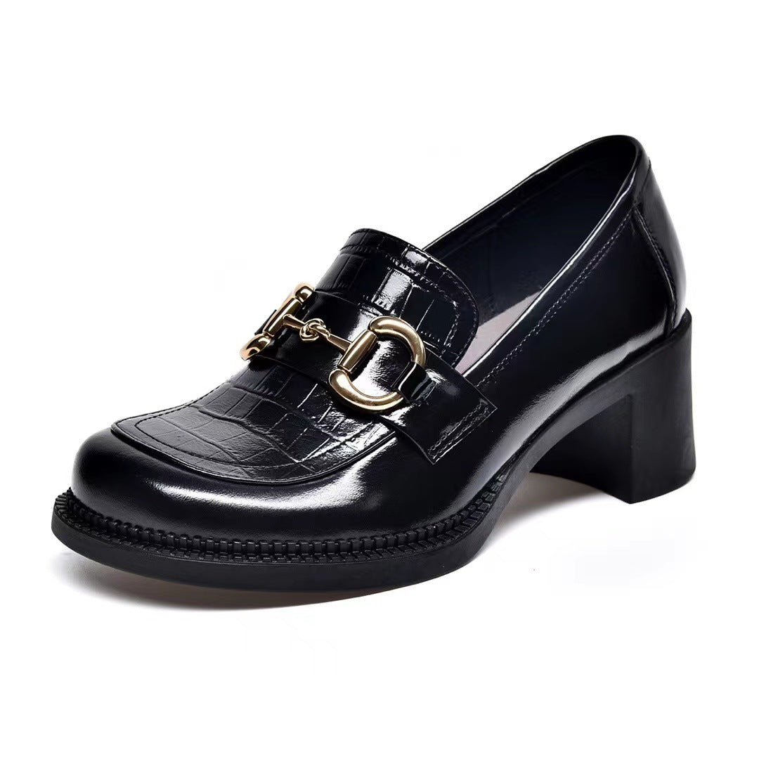 Women's Round Head British Style One Pedal Casual Shoes