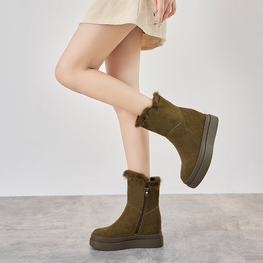 Women's Winter Genuine High Tube Two-way Wear Snow Boots