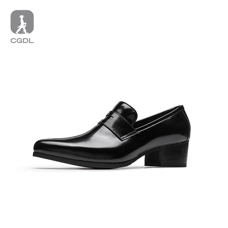 Men's Glossy High Fashion Design Sense Hair Leather Shoes