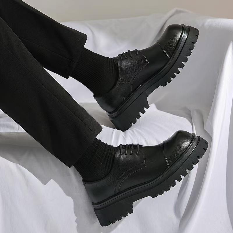 Men's Formal Wear Big Head Thick Bottom Men's Casual Leather Shoes