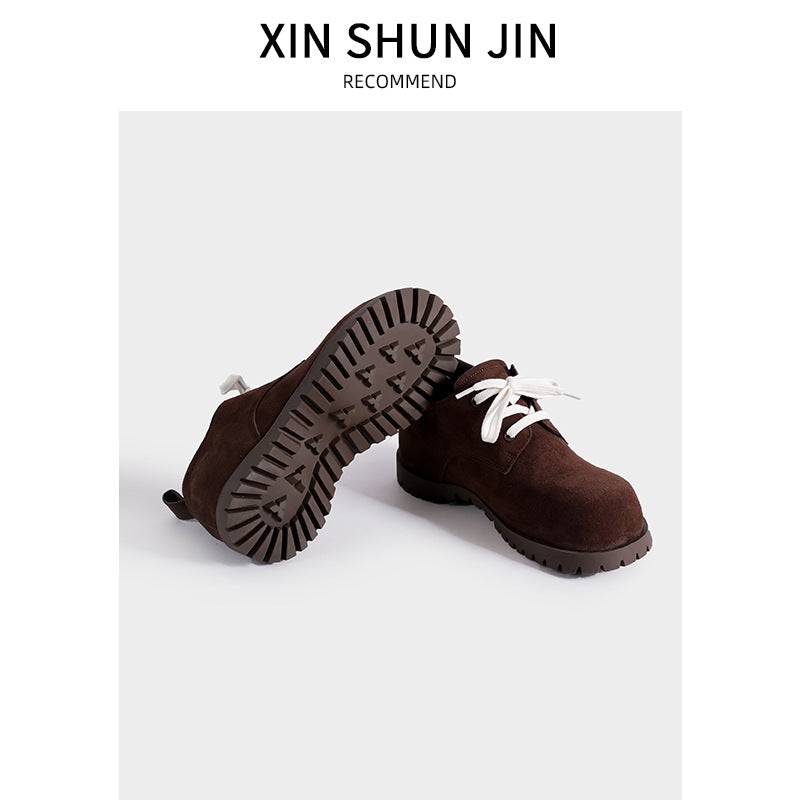 Women's Derby Genuine Platform Lace Up Retro Casual Shoes