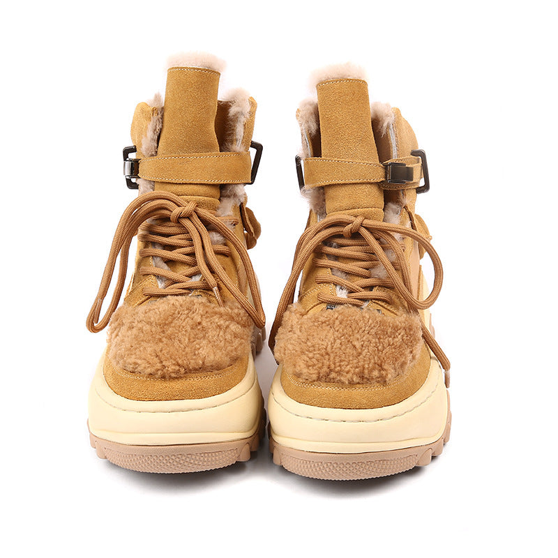Women's Warm Woolen Sheepskin Fur Integrated Northeast Boots