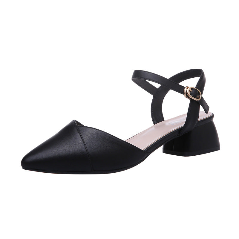 Women's Fairy Wind Chunky Rear Empty Pointed Heels