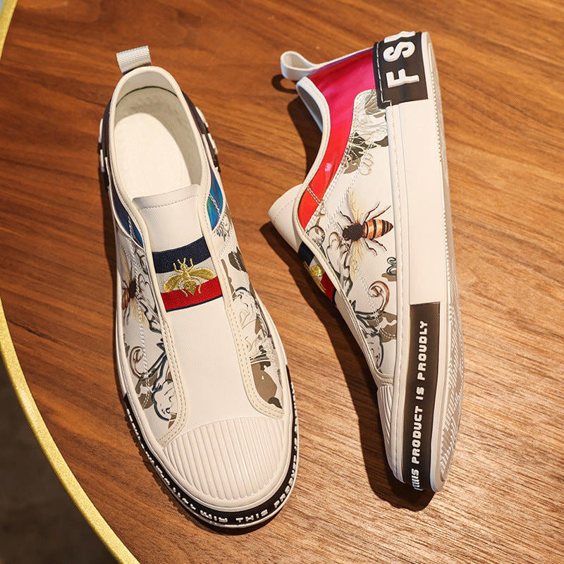 Men's Fashion Summer Breathable Skateboard Trendy White Sneakers