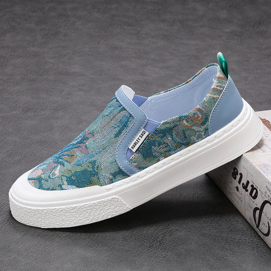 Men's Cloth Breathable Slip-on National Style Printed Sneakers