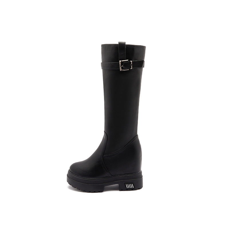 Women's Autumn Invisible Height Increasing Insole Knight Versatile Boots