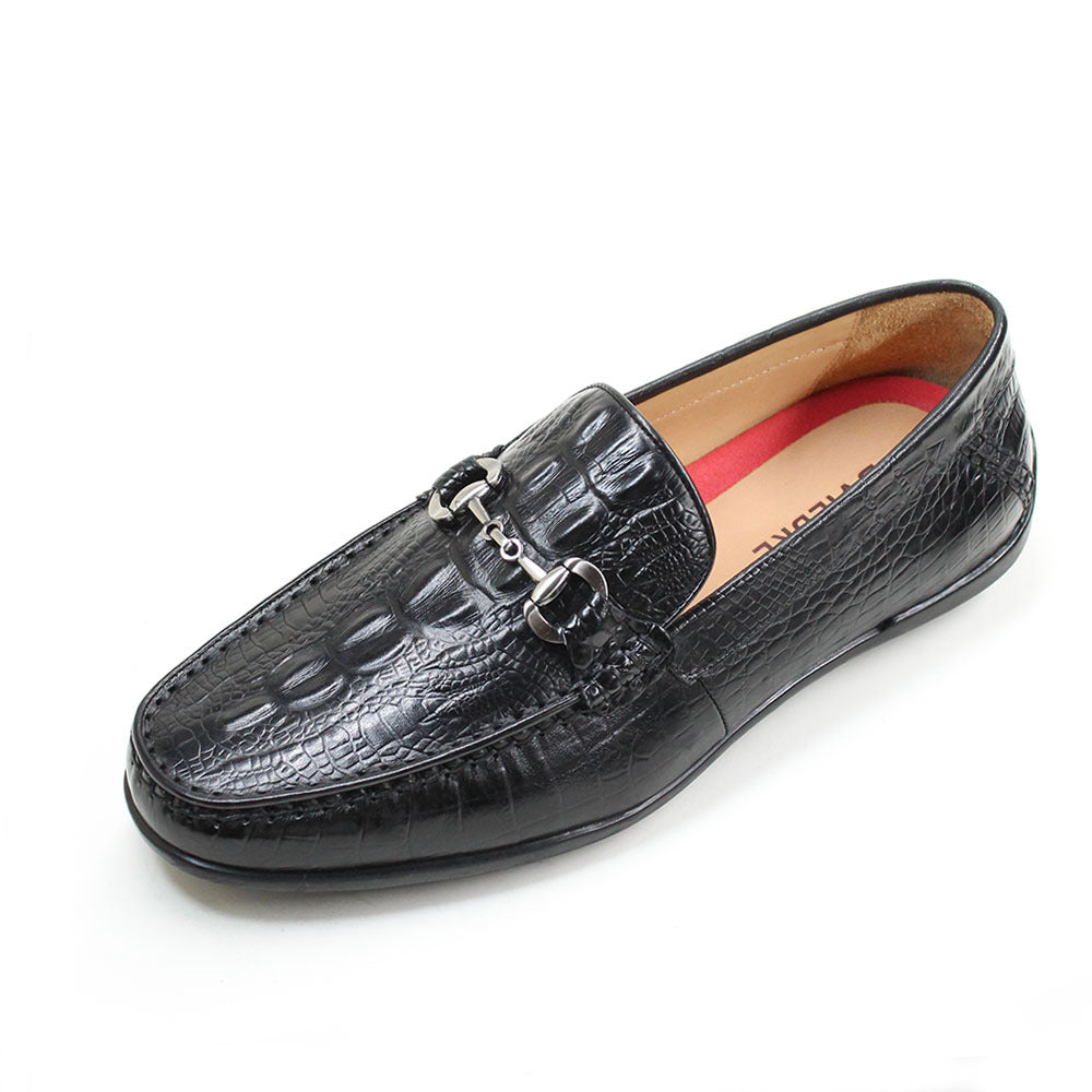 Men's Summer Genuine Breathable One Pedal Crocodile Pattern Top Layer Men's Shoes