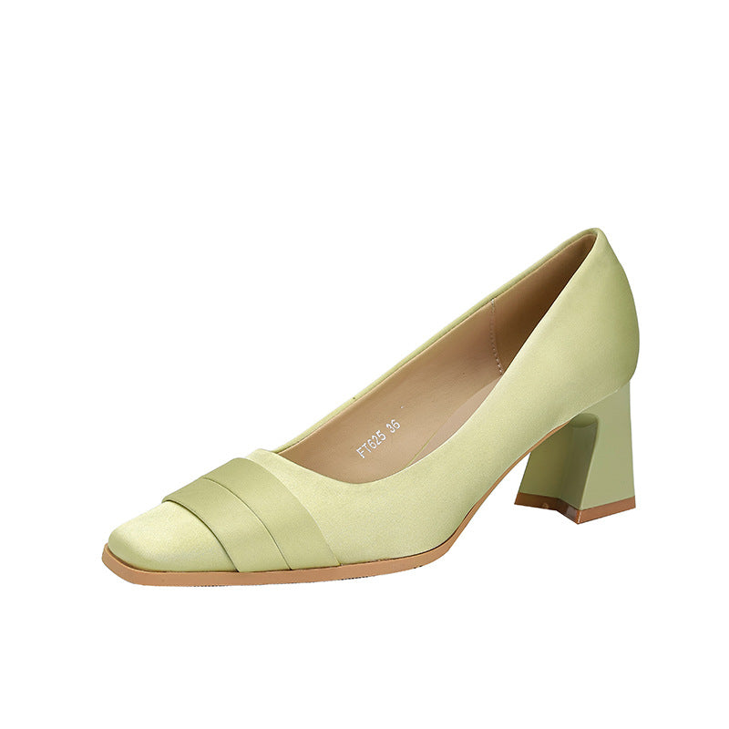 Women's French Style Satin Pointed High Bridesmaid Fairy Beautiful Wedding Genuine Women's Fashion Shoes