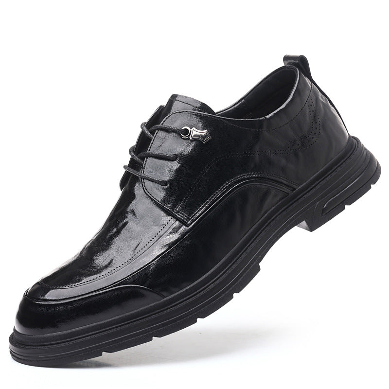 Men's Business Handmade Fashion Platform Cowhide Leather Shoes