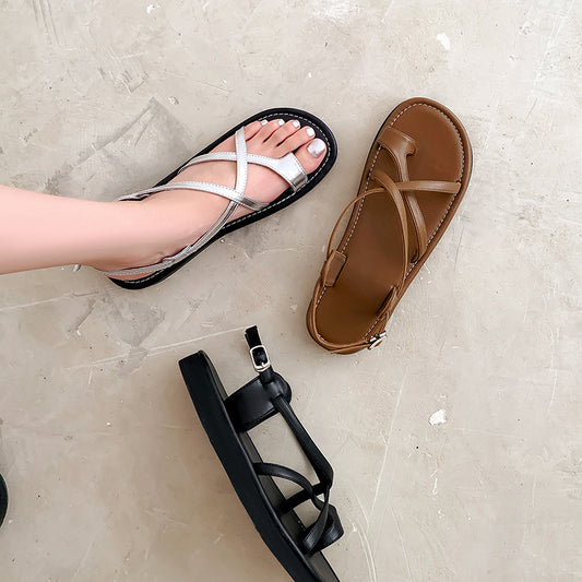 Women's Toe Covering Soft Bottom Niche Roman Sandals