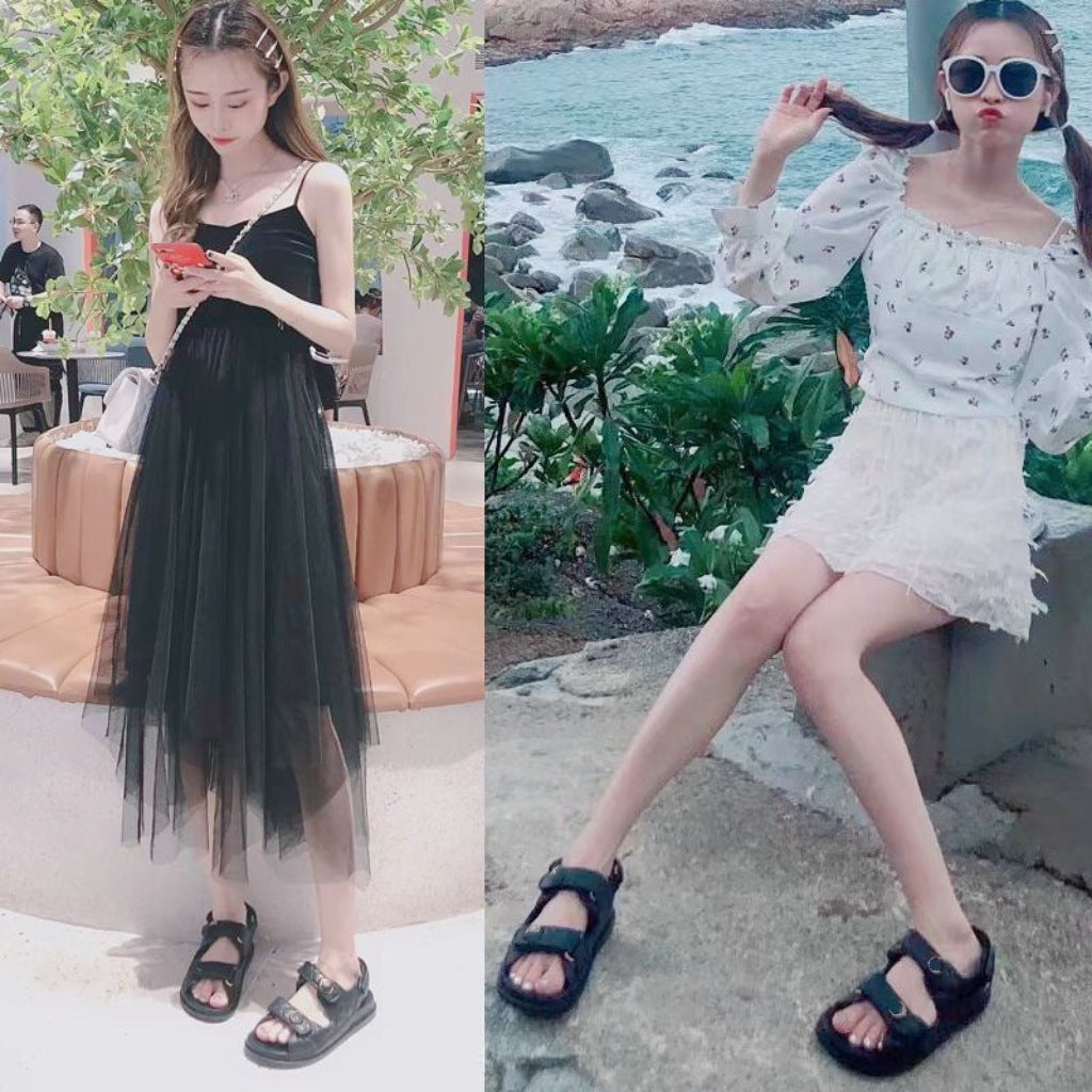 Women's Style Correct Logo Velcro Platform Retro Gel Beach Sandals