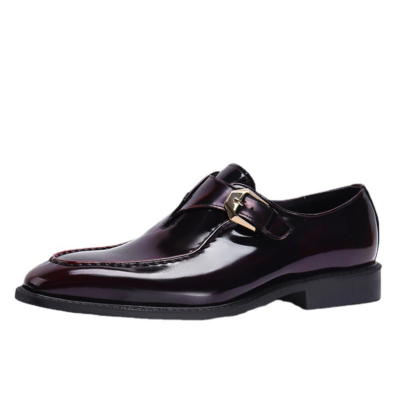 Men's Authentic Square Toe Formal Wear Buckle Leather Shoes