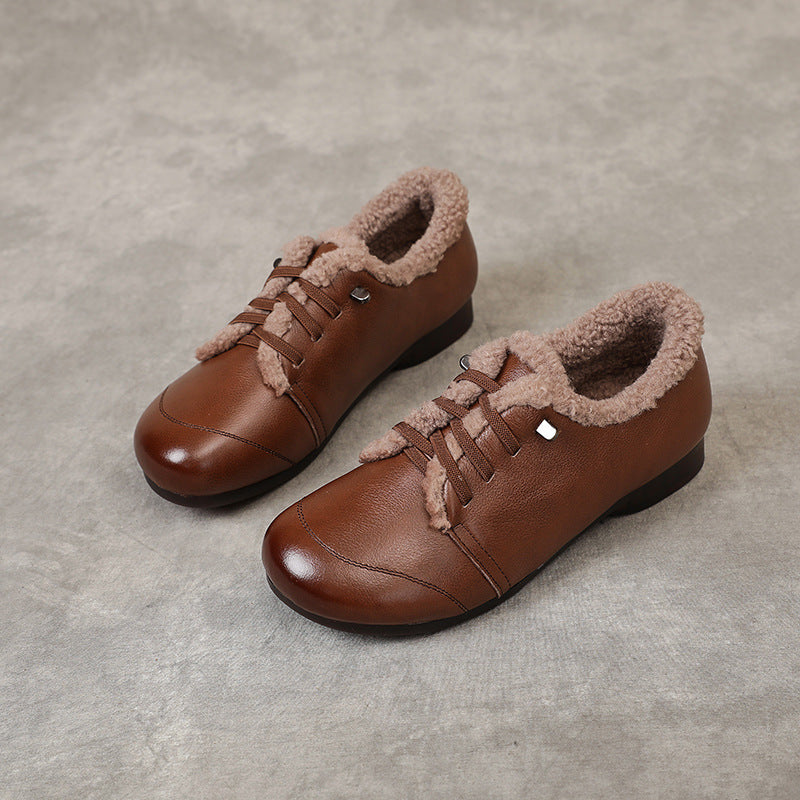 Cotton Flat Plus Size Fluffy Round Women's Shoes