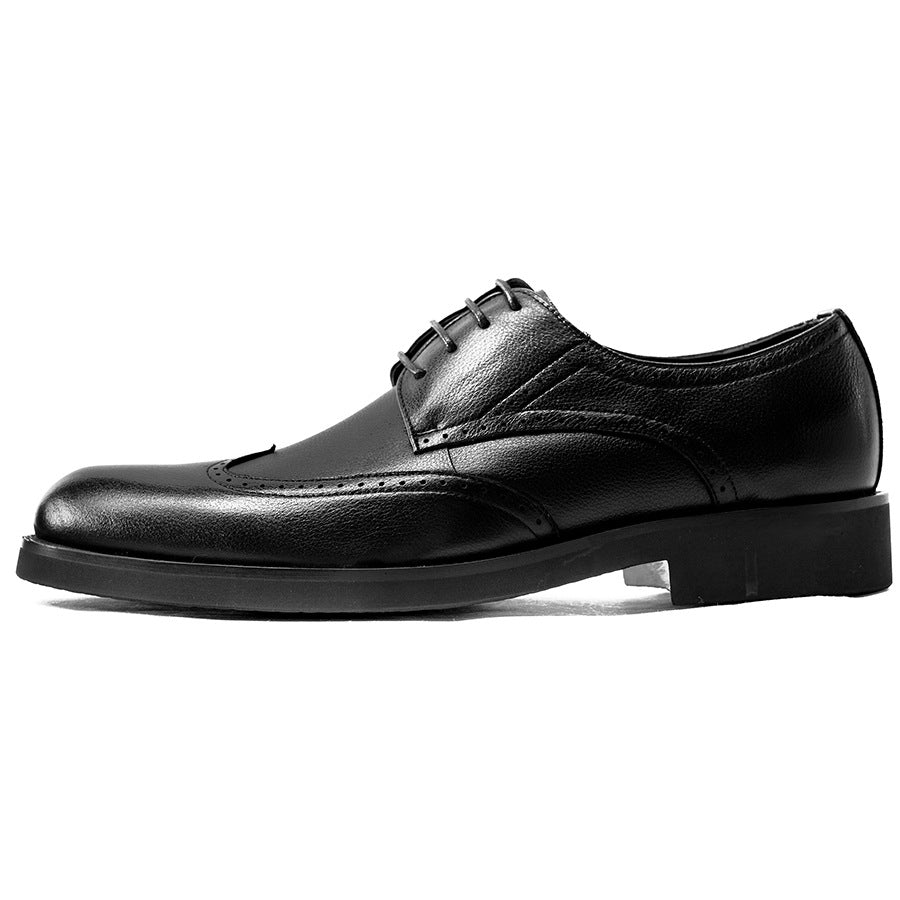 Men's Business Pointed Brogue Korean Fashion Cowhide Casual Shoes