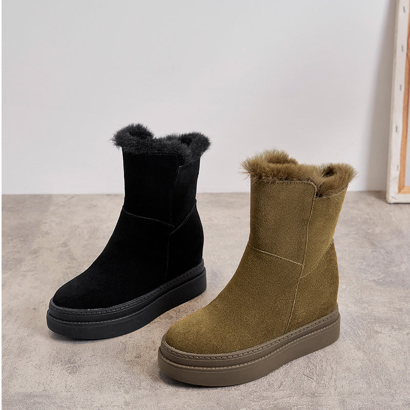 Women's Winter Genuine High Tube Two-way Wear Snow Boots