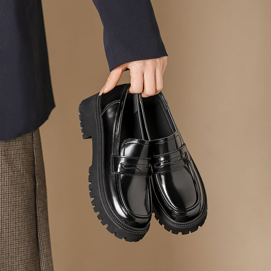 Women's Full Cowhide Platform Genuine England Style Casual Shoes