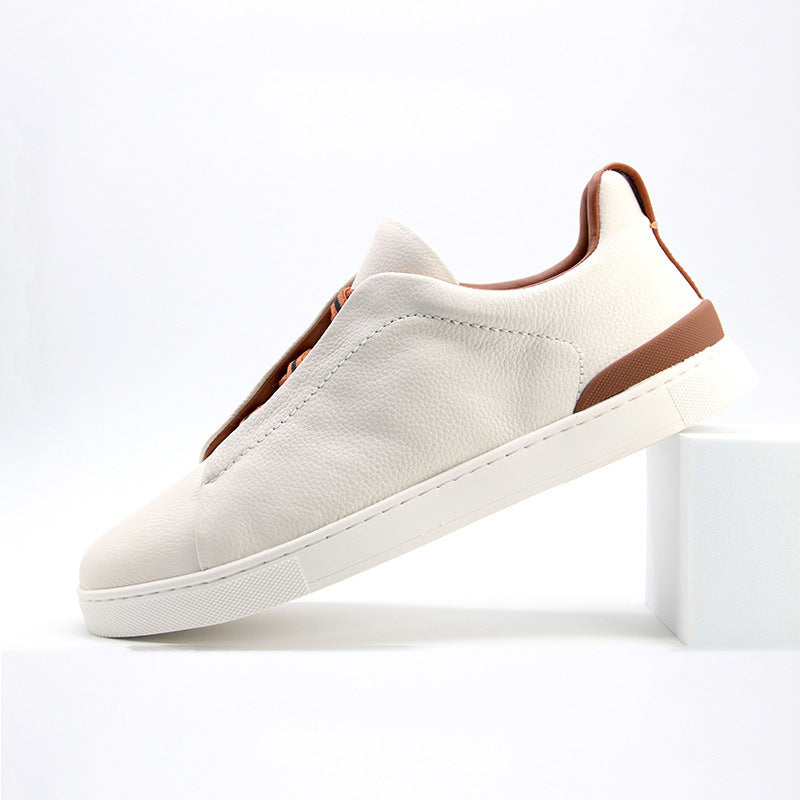 Men's Cowhide Board Lightweight Low Top Breathable Versatile Men's Shoes