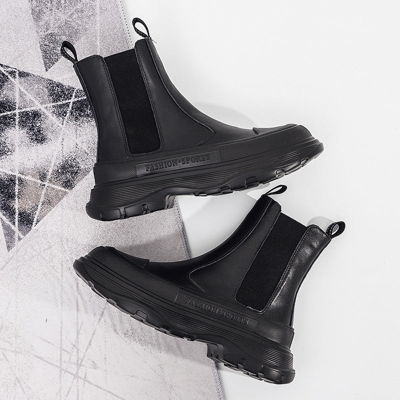Men's Trendy Platform Cow Split Breathable Chelsea Boots