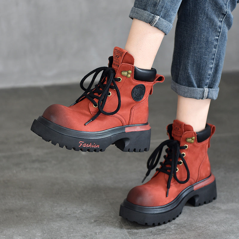 Western Denim Ankle Worker Thick Bottom Boots