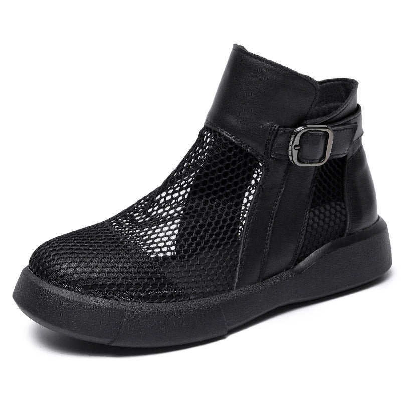 Women's Short Mesh Hollow Martin Buckle Summer Sandals