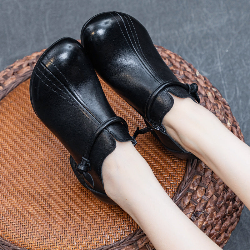 Women's Mouth Pumps Thick Mid Soft Bottom Retro Casual Shoes