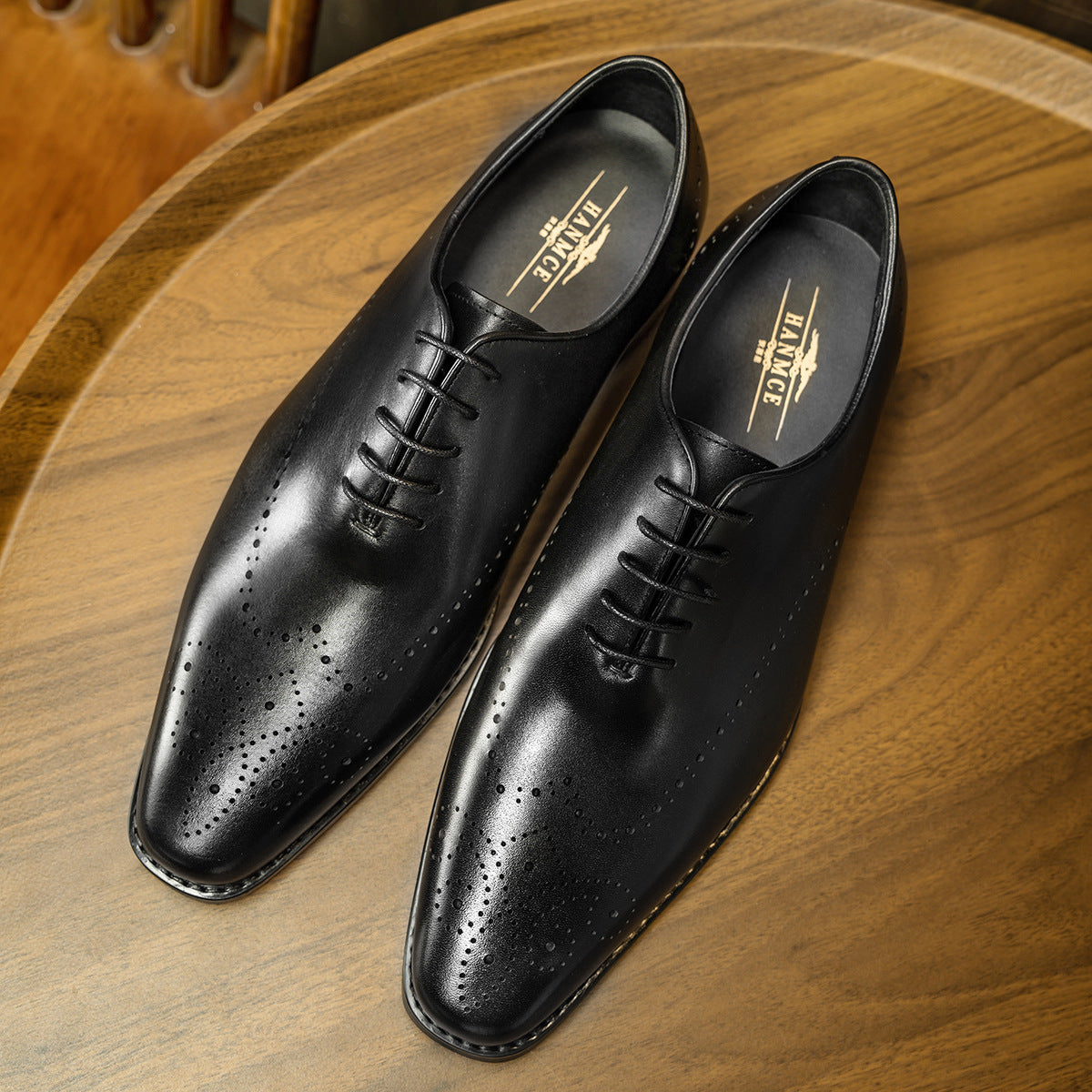 Men's Business Formal Wear Cowhide Pointed Retro Leather Shoes
