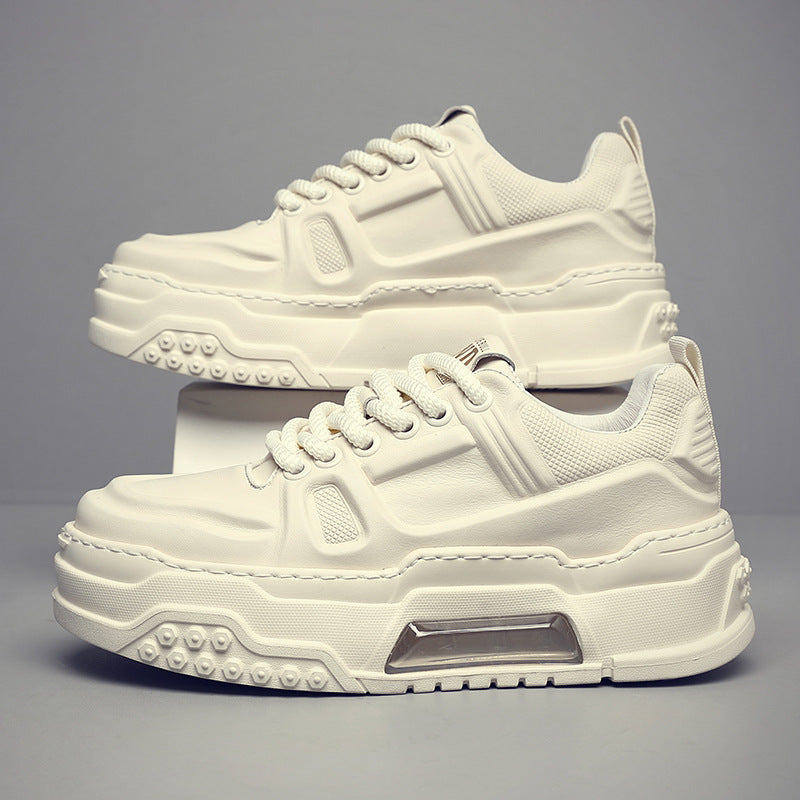 Men's Top Layer Cowhide Breathable Trendy Korean White Men's Board Shoes