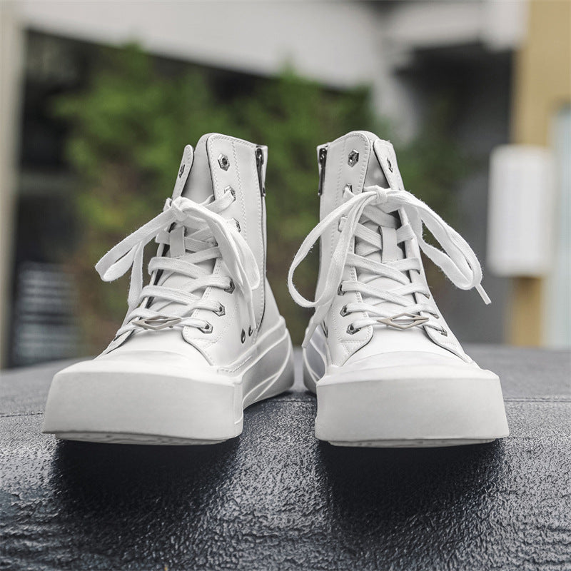 Women's & Men's Increased Old White Couple Derby Canvas Shoes