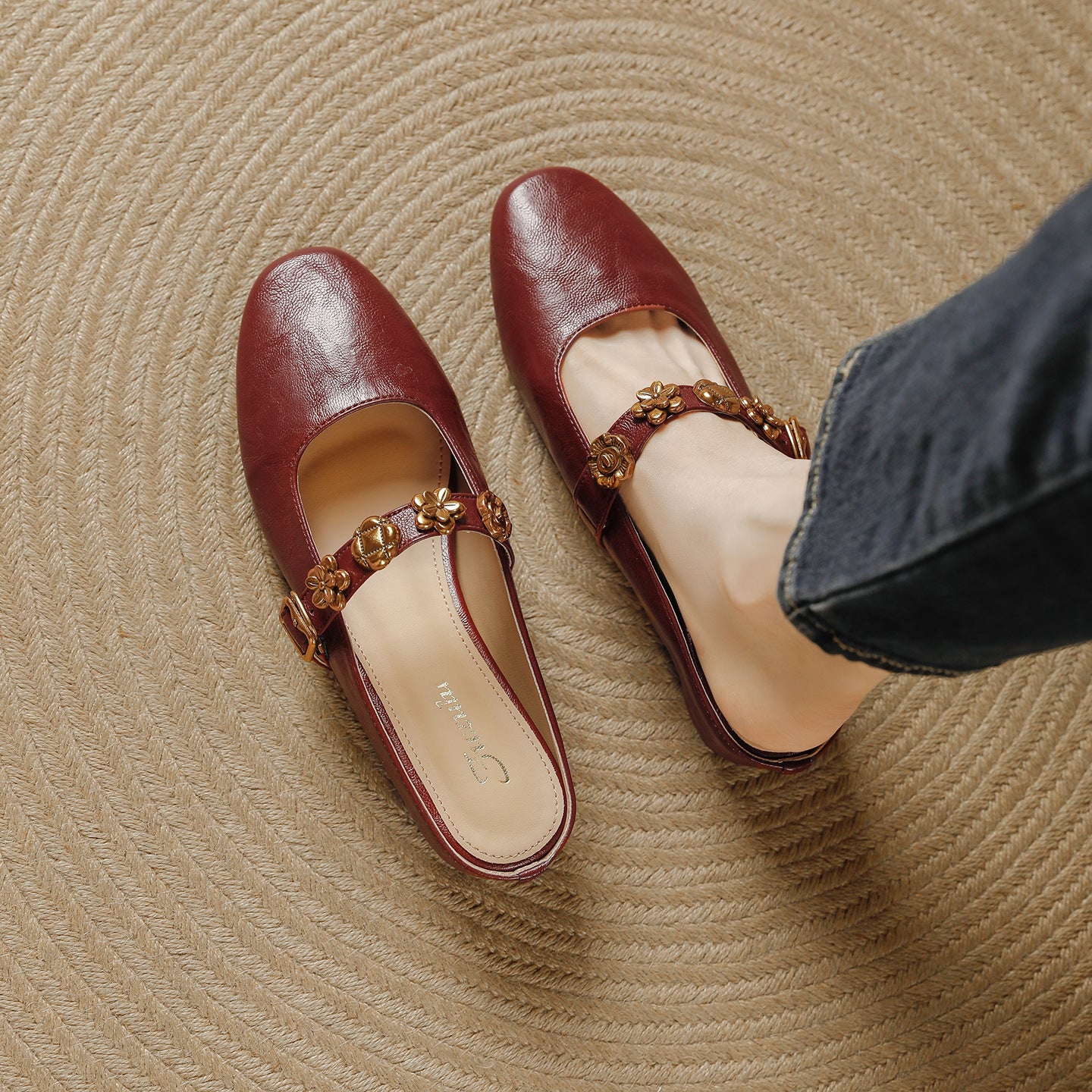 Women's Toe Strap Mules Summer Retro Temperament Height Increasing Insole Sandals