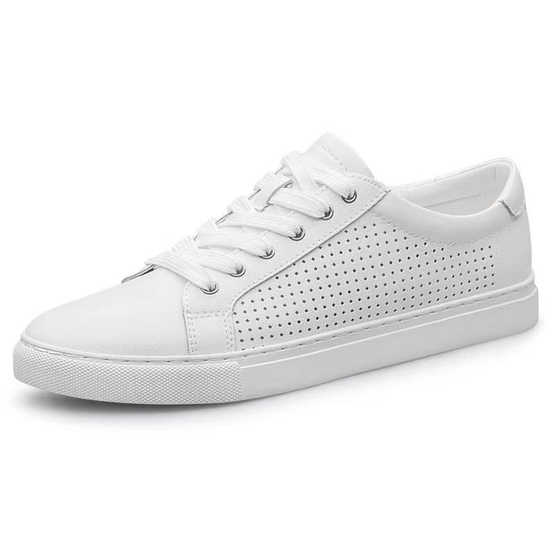 Women's & Men's Large Size White Cowhide Soft Bottom Men's Board Shoes