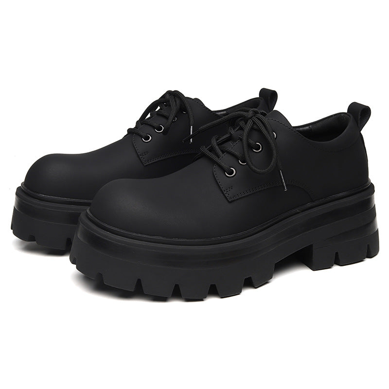 Men's Small Square Toe High-grade Summer Breathable Black Leather Shoes