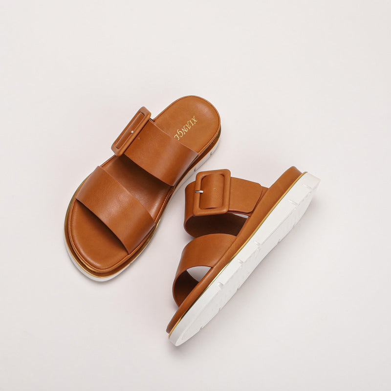 Women's Wedge Summer Outdoor Square Buckle Fashion Slippers