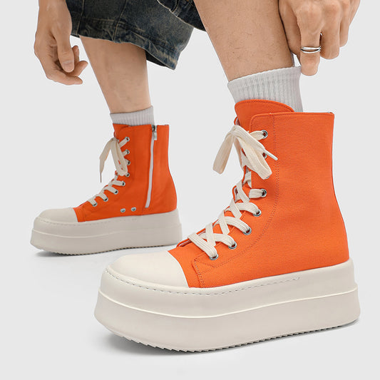 Women's & Men's American High-grade Side Zipper Increased Lovers Sneakers