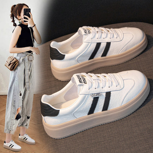 Women's & Men's White Autumn Genuine Preppy Style German Casual Shoes