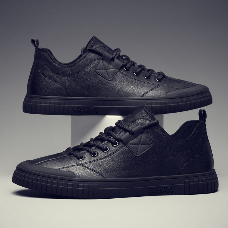 Men's Green Sports Cowhide Soft Bottom Korean Casual Shoes