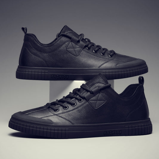 Men's Green Sports Cowhide Soft Bottom Korean Casual Shoes