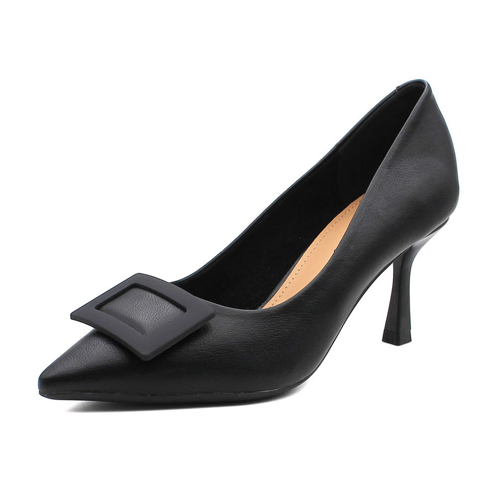 Women's Square Buckle Spring Pointed Stiletto Korean Professional Women's Fashion Shoes