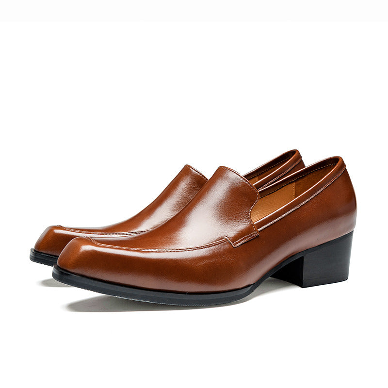 Men's Square Toe Increased High Brown Black Men's Shoes
