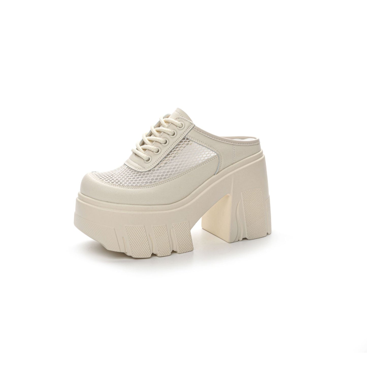 Mesh Inner Height Increase High Platform Thick Loafers