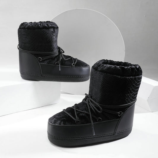 Space Plus Size Winter Skiing Moon Thickened Women's Shoes