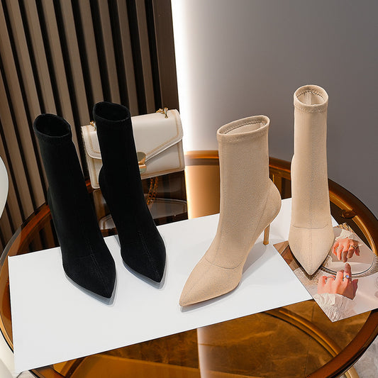 Women's Stiletto Stretch Thin Socks Joker Martin Boots