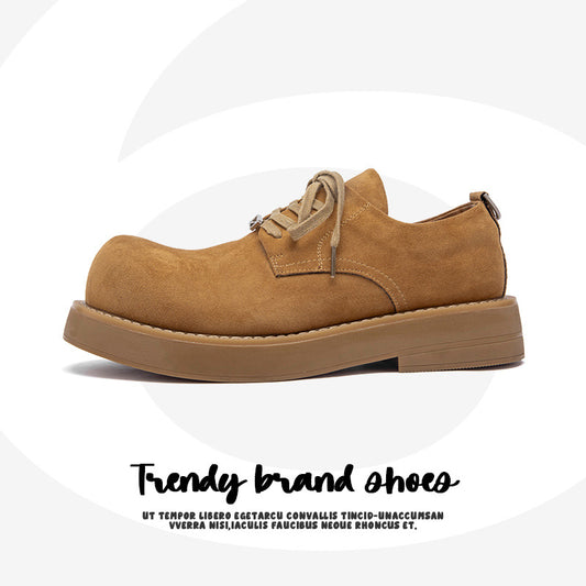 Men's Big Toe Derby Height Increasing Low Leather Shoes