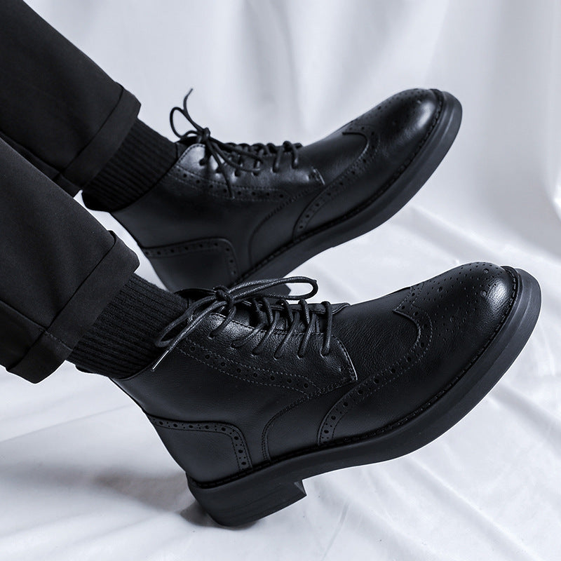 Head Ankle Solid Color Vamp Matching Thick Boots
