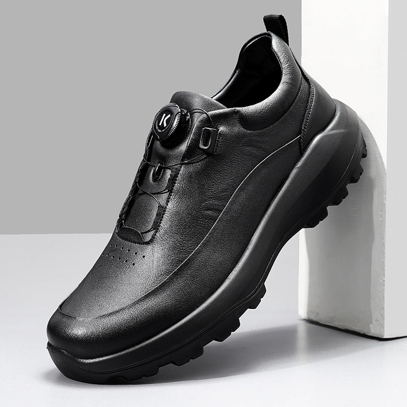 Men's Foam Bottom Business Rotating Buckle Lining European Code Standard Men's Casual Leather Shoes